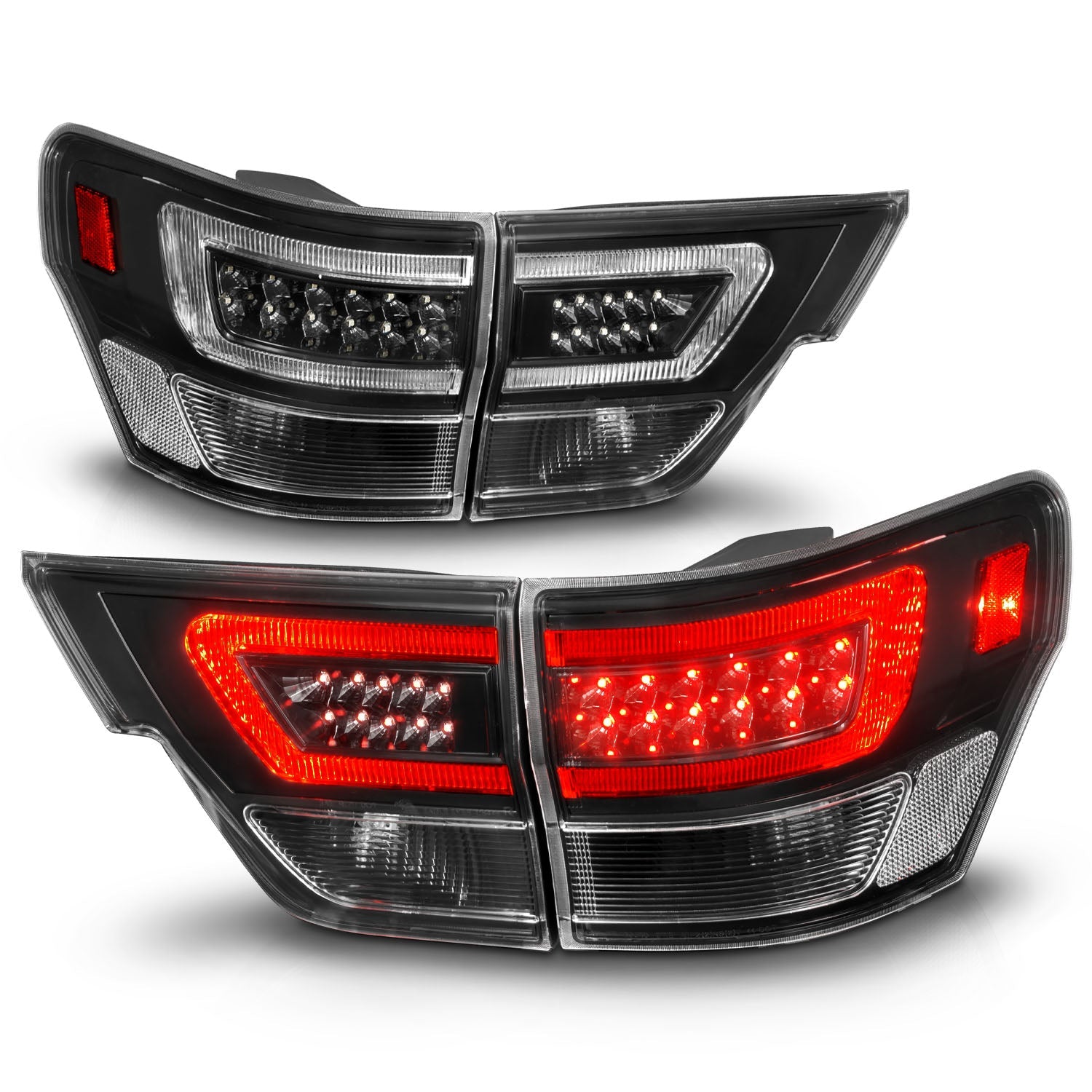 JEEP GRAND CHEROKEE 11-13 LED LIGHT BAR TAIL LIGHTS 4PCS BLACK CLEAR LENS