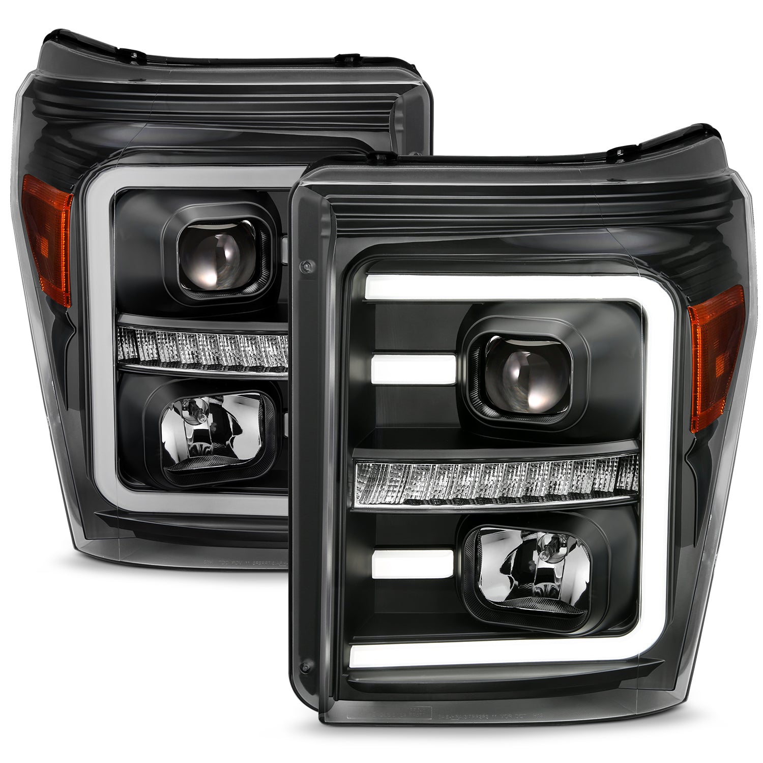 FORD SUPER DUTY 11-16 PROJECTOR PLANK STYLE SWITCHBACK HEADLIGHTS BLACK