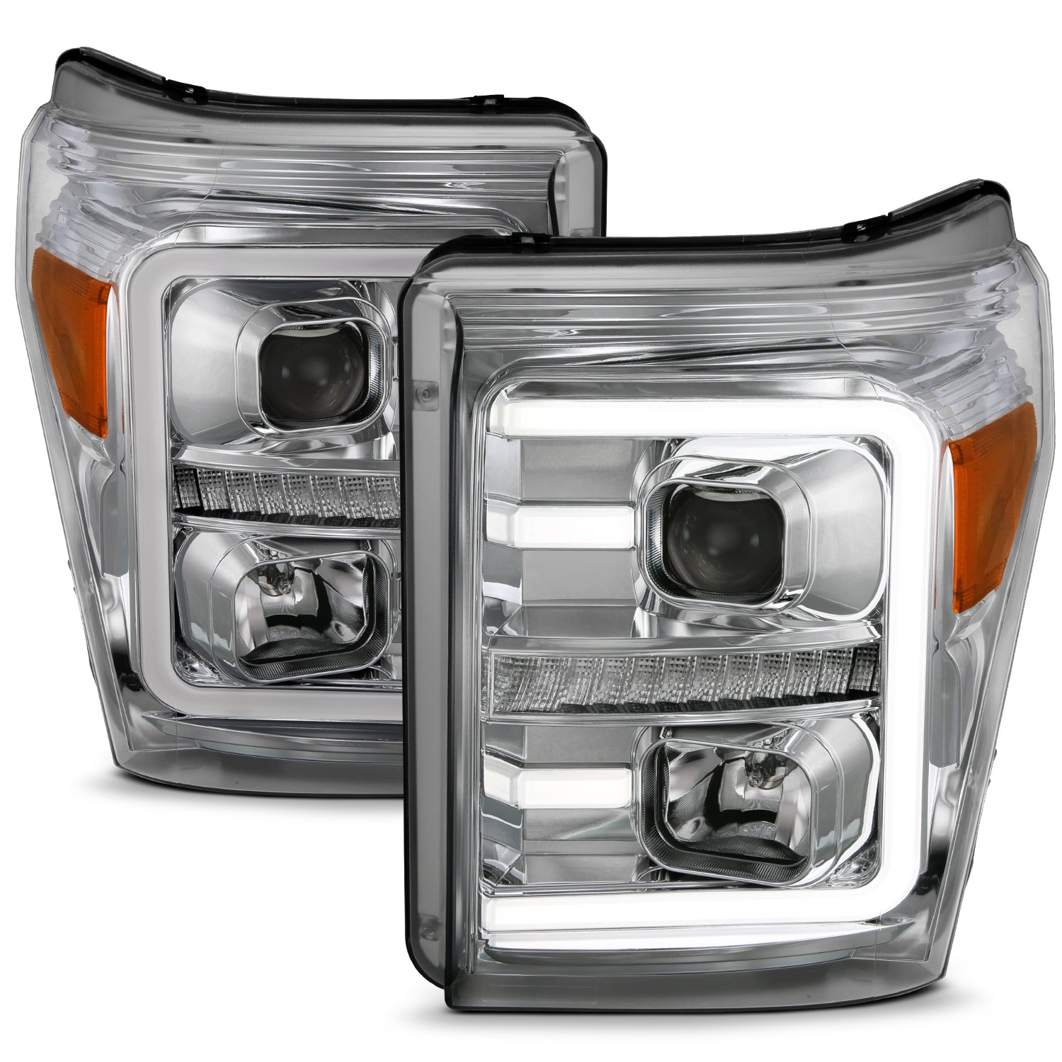 FORD SUPER DUTY 11-16 PROJECTOR PLANK STYLE SWITCHBACK HEADLIGHTS CHROME