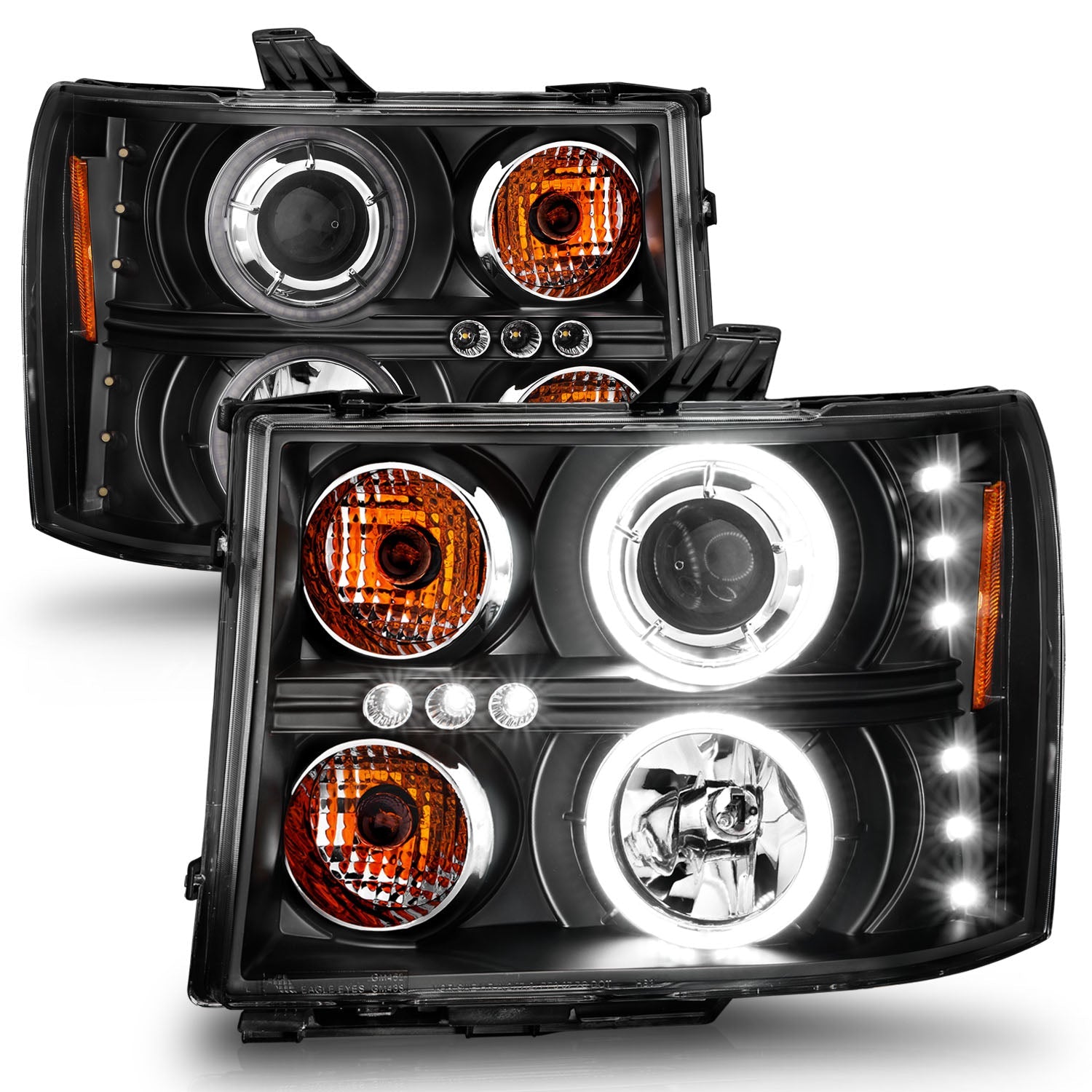GMC SIERRA 1500 07-13 / 2500/3500 07-14 PROJECTOR HEADLIGHTS BLACK W/ RX HALO