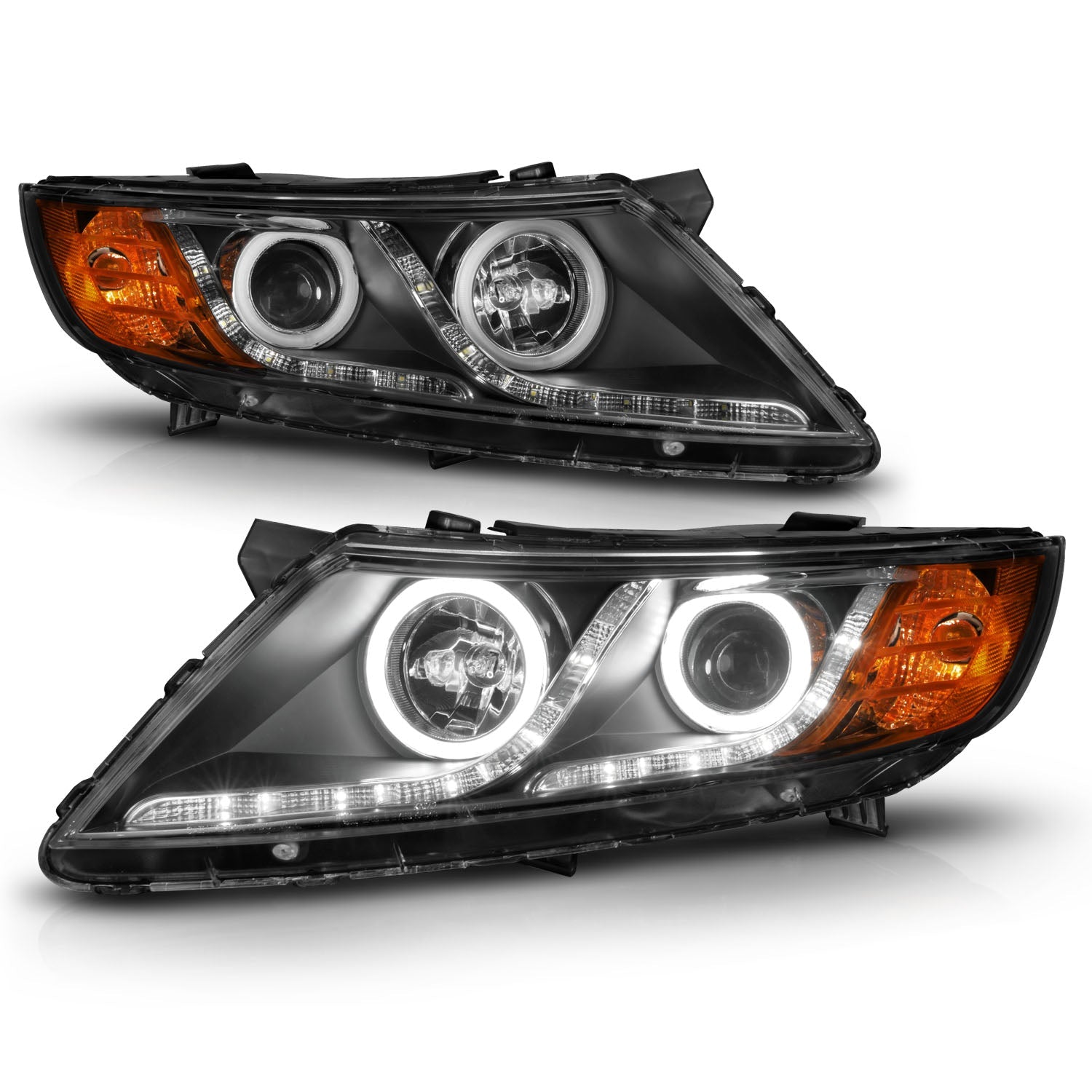 KIA OPTIMA 11-15 PROJECTOR HEADLIGHTS BLACK W/ RX HALO (FOR HALOGEN MODELS ONLY)