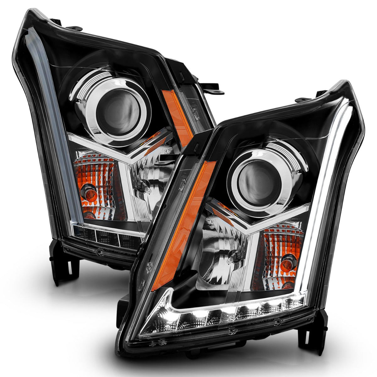 CADILLAC SRX 10-16 PROJECTOR PLANK STYLE HEADLIGHTS BLACK