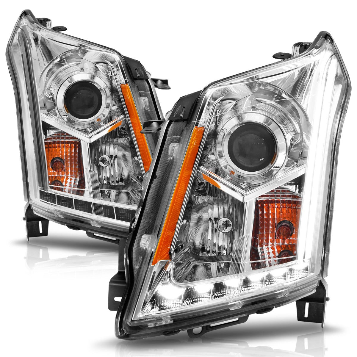 CADILLAC SRX 10-16 PROJECTOR PLANK STYLE HEADLIGHTS CHROME