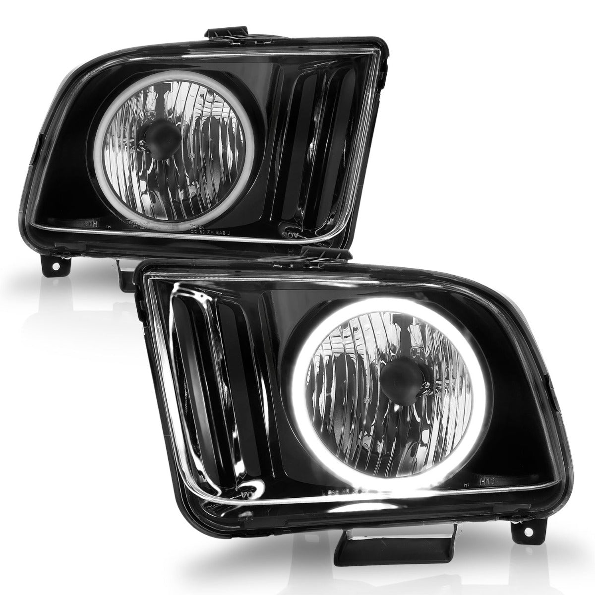 FORD MUSTANG 05-09 CRYSTAL HEADLIGHTS BLACK W/ RX HALO