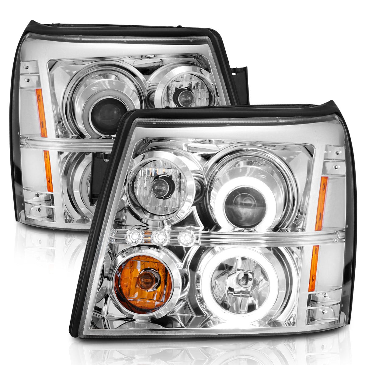 CADILLAC ESCALADE / ESCALADE ESV 03-06 PROJECTOR HEADLIGHTS CHROME W/ RX HALO (FOR HID, NO HID KIT)