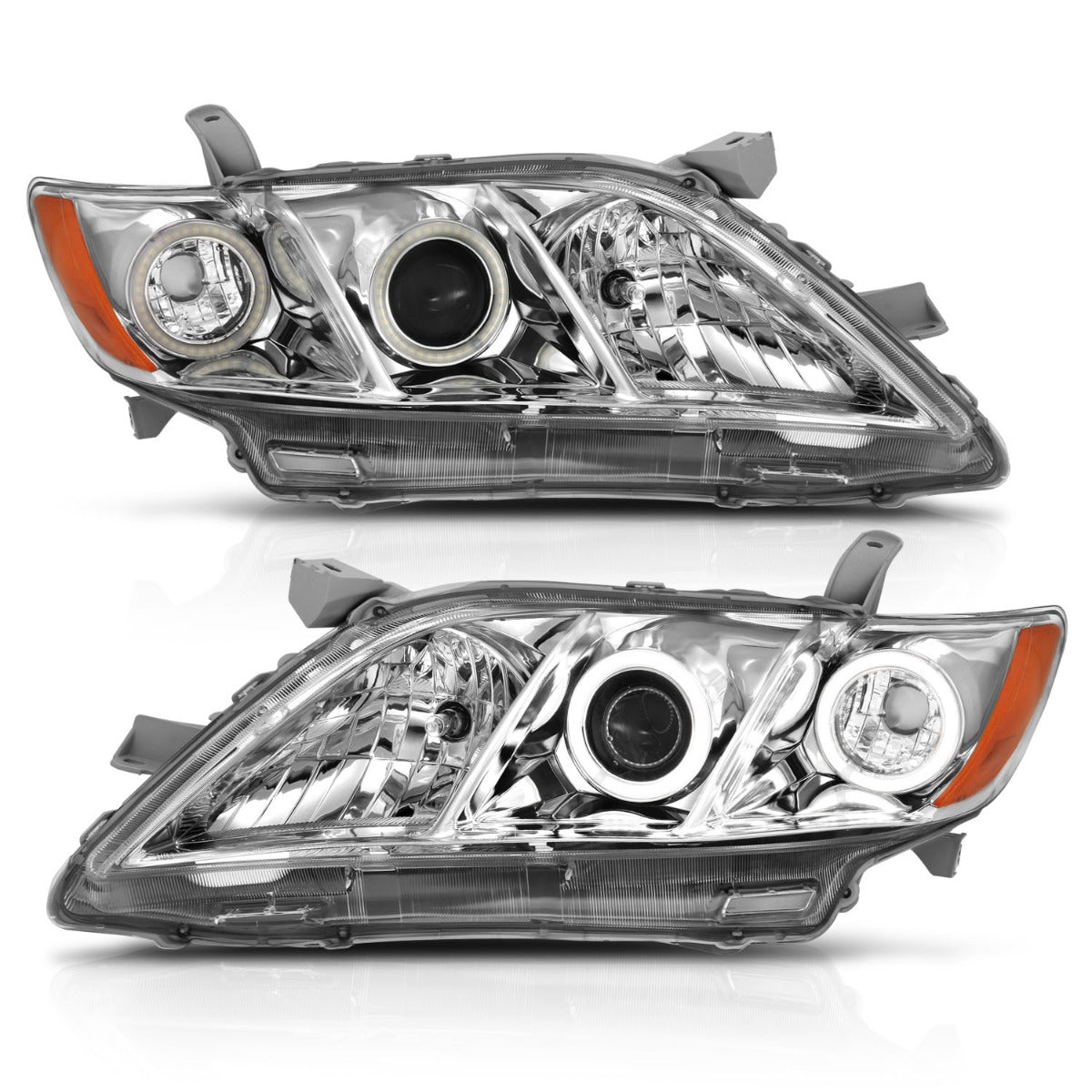 TOYOTA CAMRY 07-09 PROJECTOR HEADLIGHTS CHROME W/ RX HALO