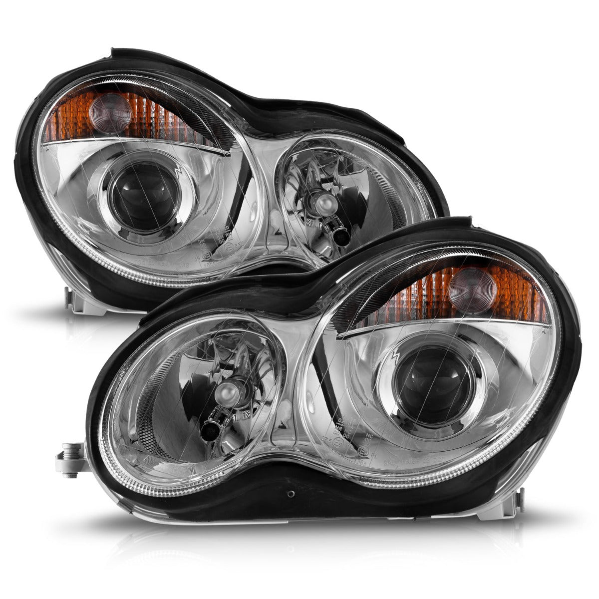 MBZ C CLASS W203 4DR C230/C240/C320 01-07 PROJECTOR HEADLIGHTS CHROME CLEAR