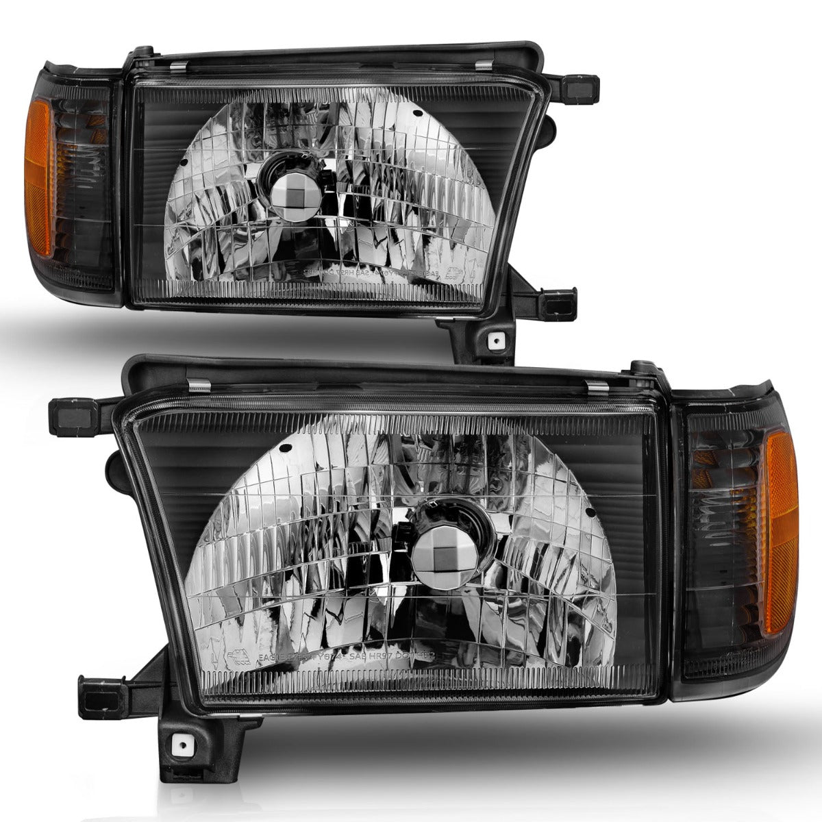 TOYOTA 4RUNNER 99-02 CRYSTAL HEADLIGHTS BLACK W/ CORNER LIGHT 2PC
