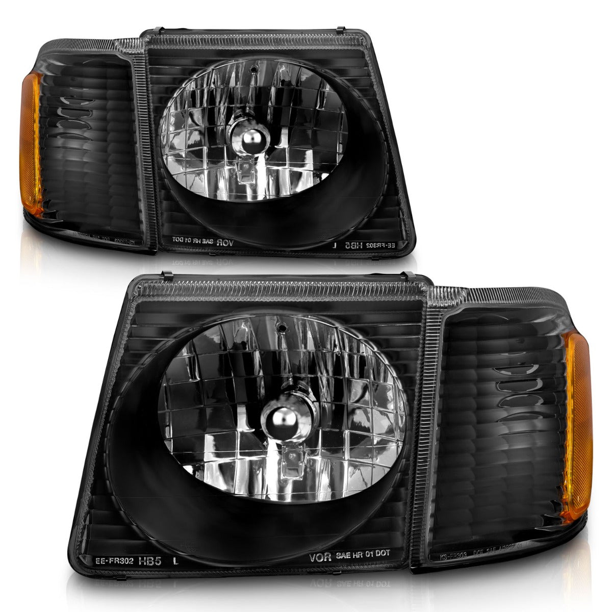 FORD EXPLORER SPORT TRAC 01-05 / SPORT 01-03 CRYSTAL HEADLIGHTS BLACK W/ CORNER LIGHT 2PC