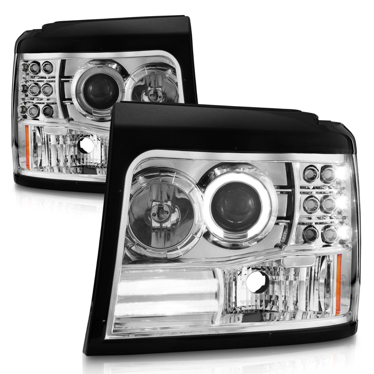 FORD F-150/BRONCO 92-96 / F-250/350 92-98 PROJECTOR LED HALO HEADLIGHTS CHROME (1 PC)