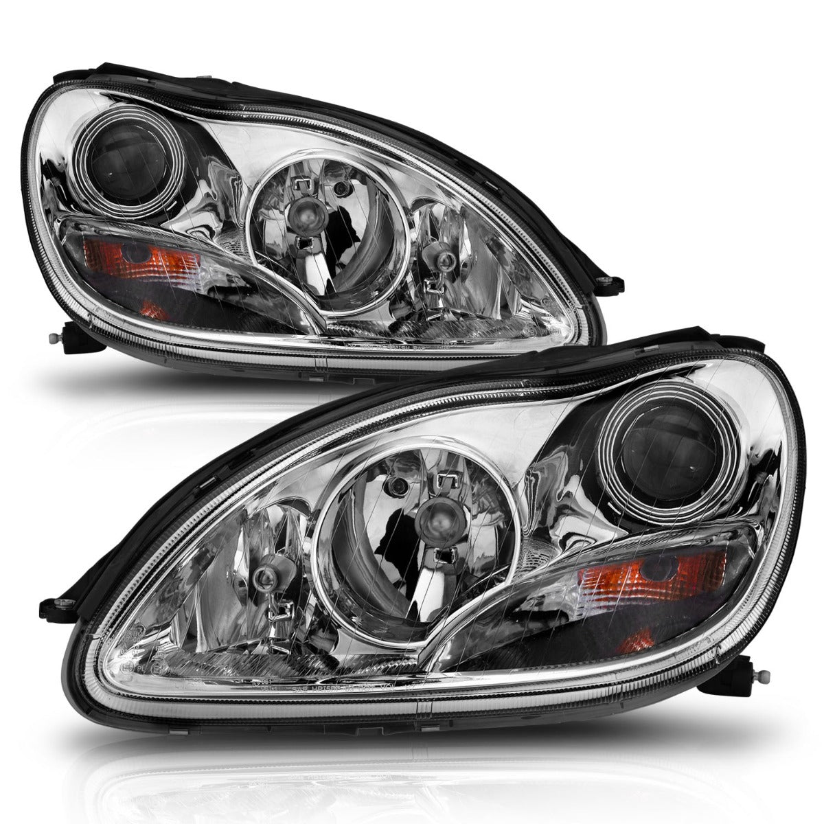 MBZ S CLASS W220 S430/S450/S500/S550/S600/S55 AMG 00-05 PROJECTOR HEADLIGHTS CHROME
