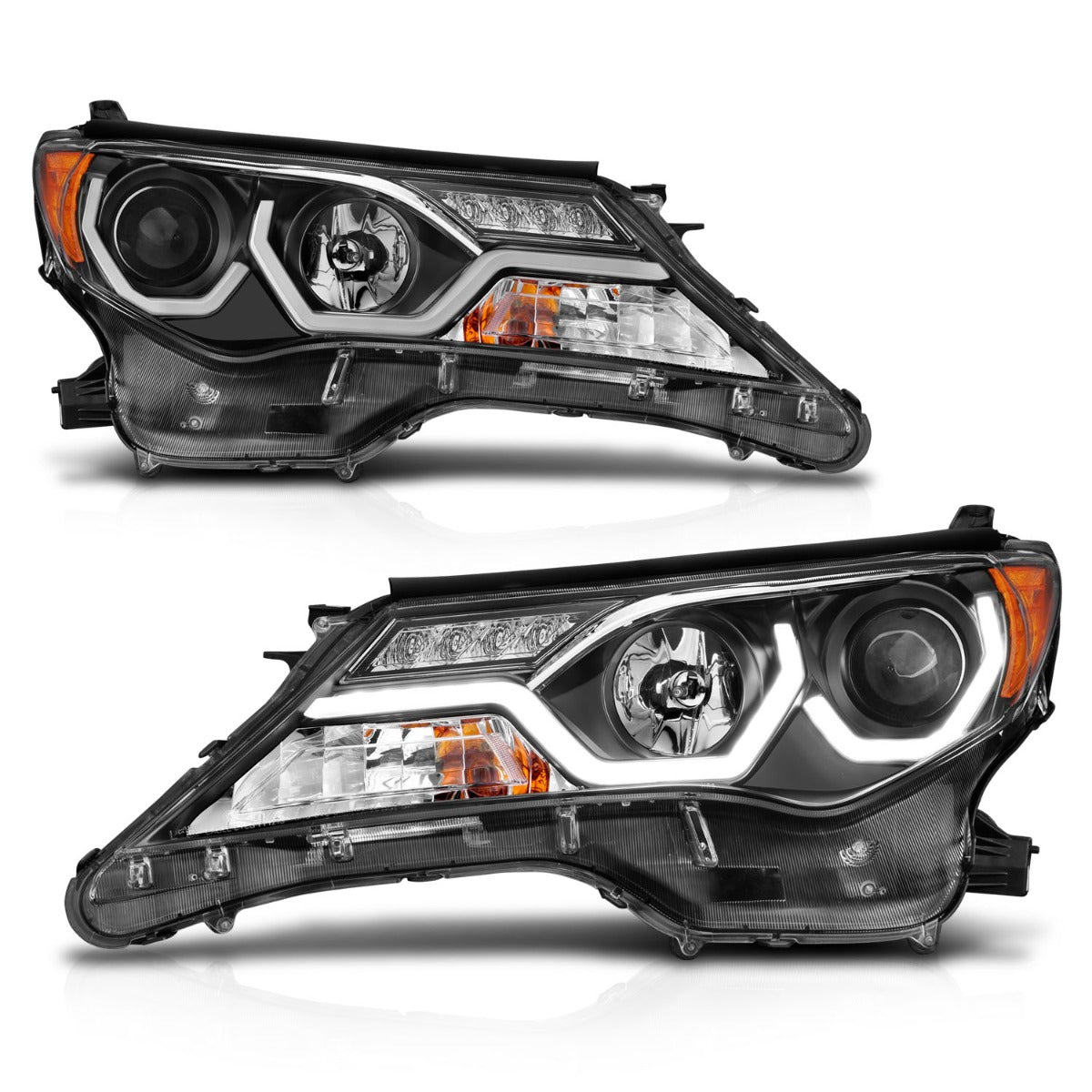 TOYOTA RAV-4 13-15 PROJECTOR PLANK STYLE HEADLIGHTS BLACK (FOR HALOGEN ONLY)