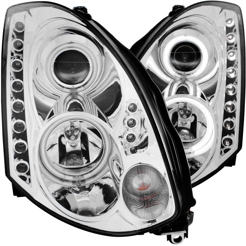 ANZO 2003-2007 Infiniti G35 Projector Headlights w/ Halo Chrome (CCFL) (HID Compatible)