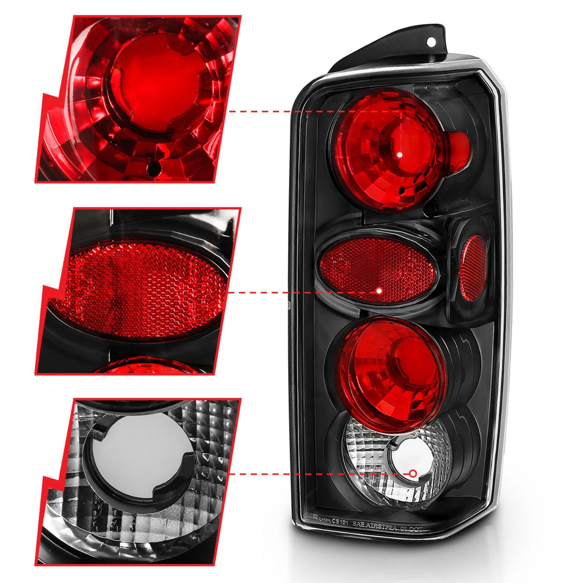 JEEP CHEROKEE 97-01 TAIL LIGHTS BLACK