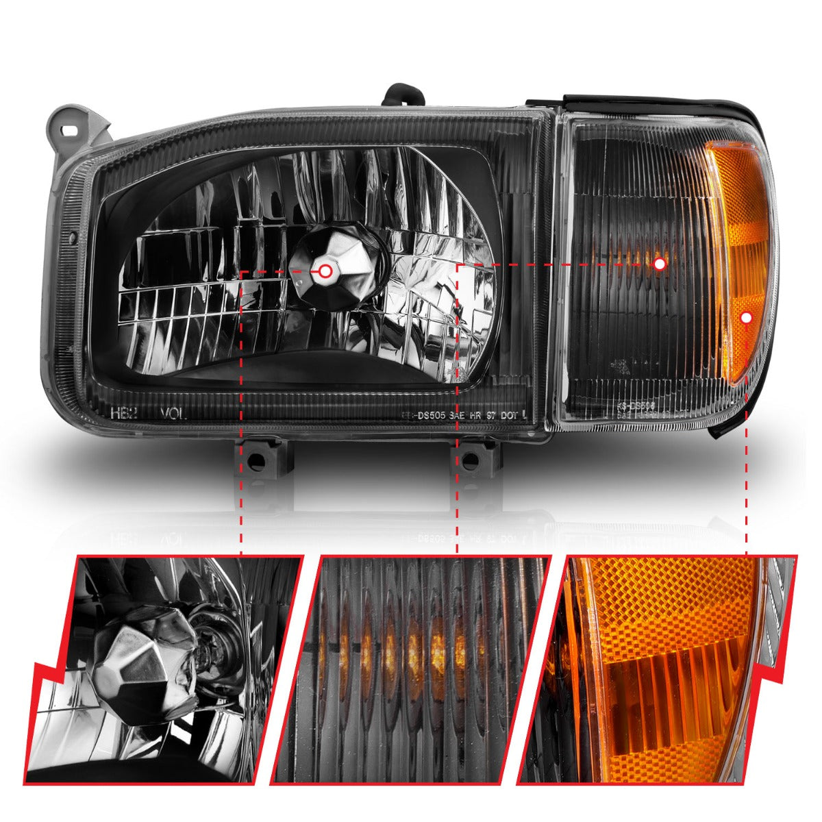 NISSAN PATHFINDER 99-04 CRYSTAL HEADLIGHTS BLACK W/ CORNER LIGHT 2PC