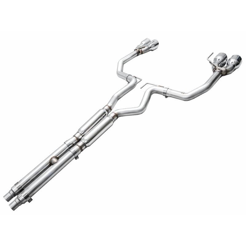 AWE 2024 Ford Mustang GT Fastback S650 RWD Track Edition Catback Exhaust w/ Quad Chrome Silver Tips