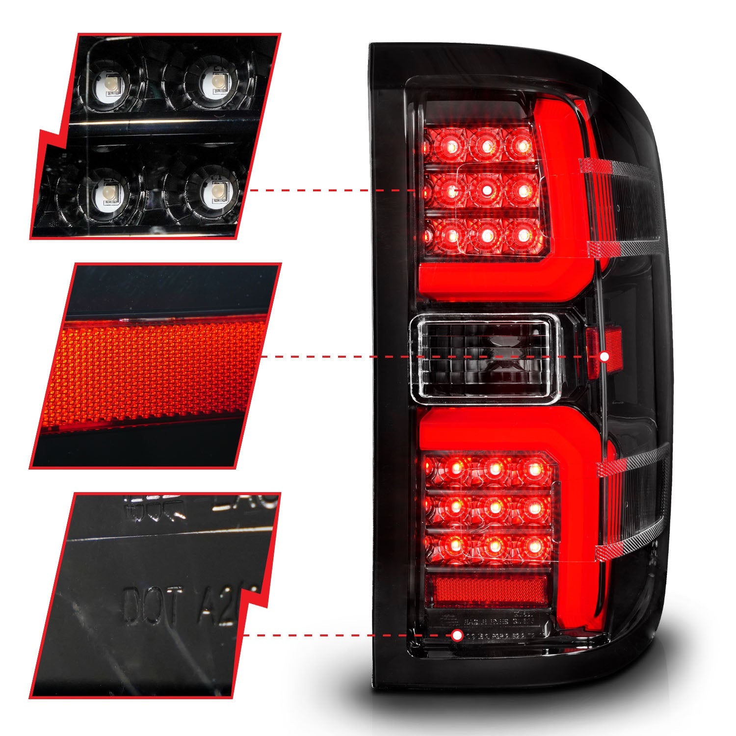 CHEVY SILVERADO 1500 14-18 / 2500HD/3500HD 15-19 / GMC SIERRA 2500HD/3500HD DUALLY 15-19 LED TAIL LIGHTS BLACK CLEAR LENS W/ SEQUENTIAL SIGNAL