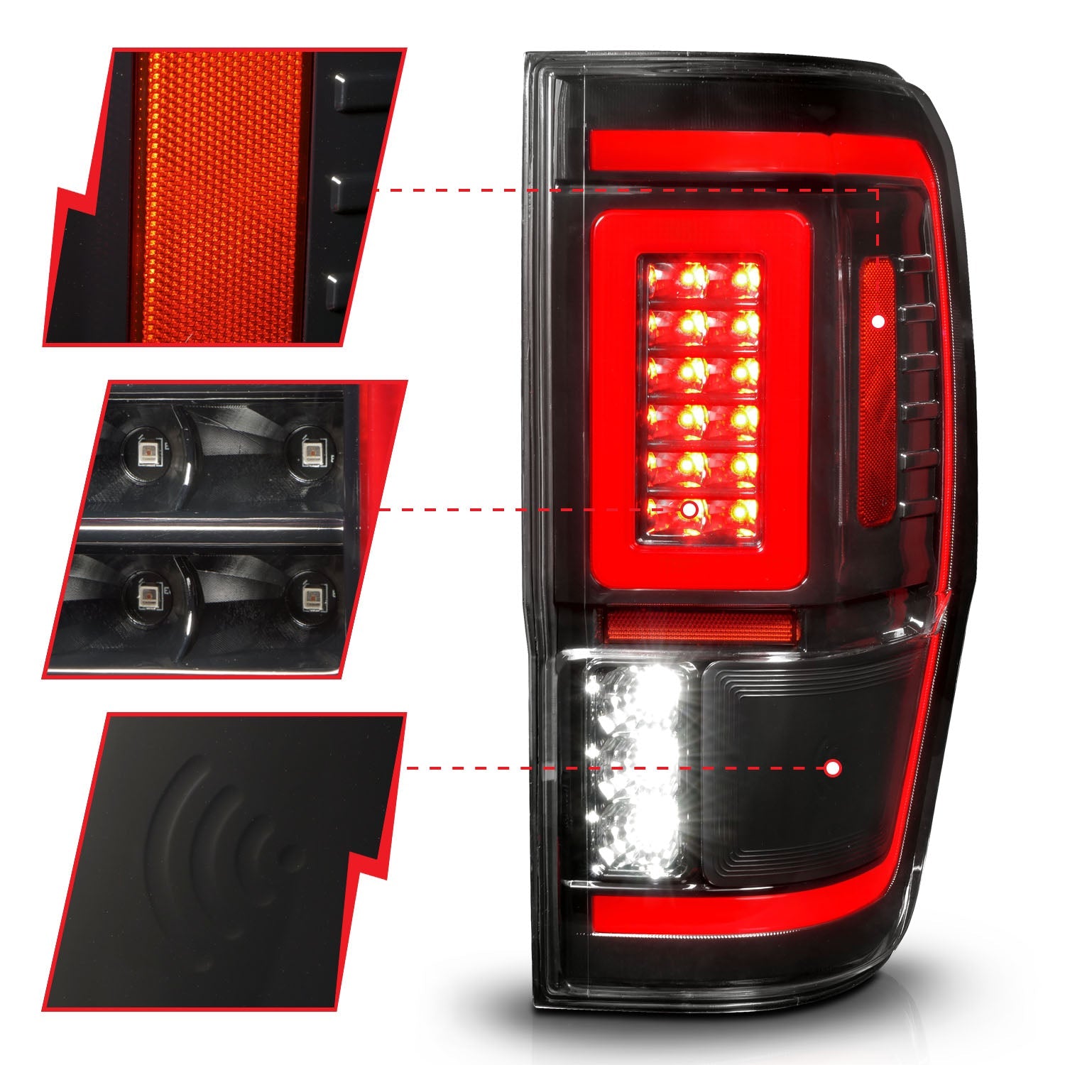 FORD RANGER 19-23 FULL LED TAIL LIGHTS BLACK CLEAR LENS W/ SEQUENTIAL SIGNAL (FOR ALL MODELS)