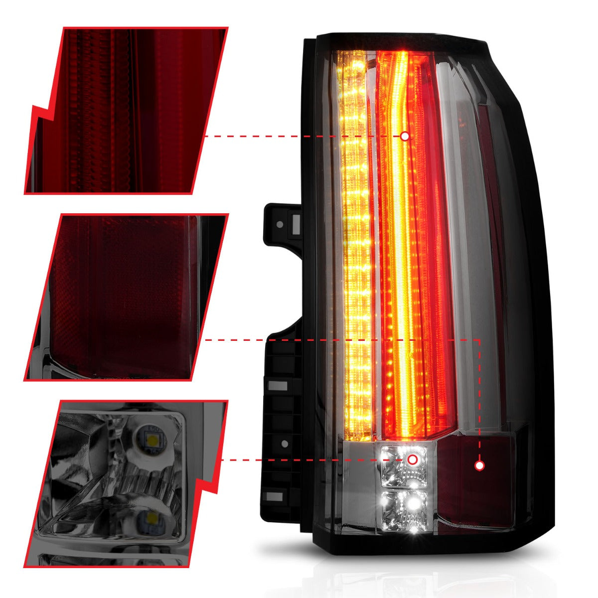 GMC YUKON / YUKON XL / DENALI 15-20 LED TAIL LIGHTS CHROME SMOKE LENS