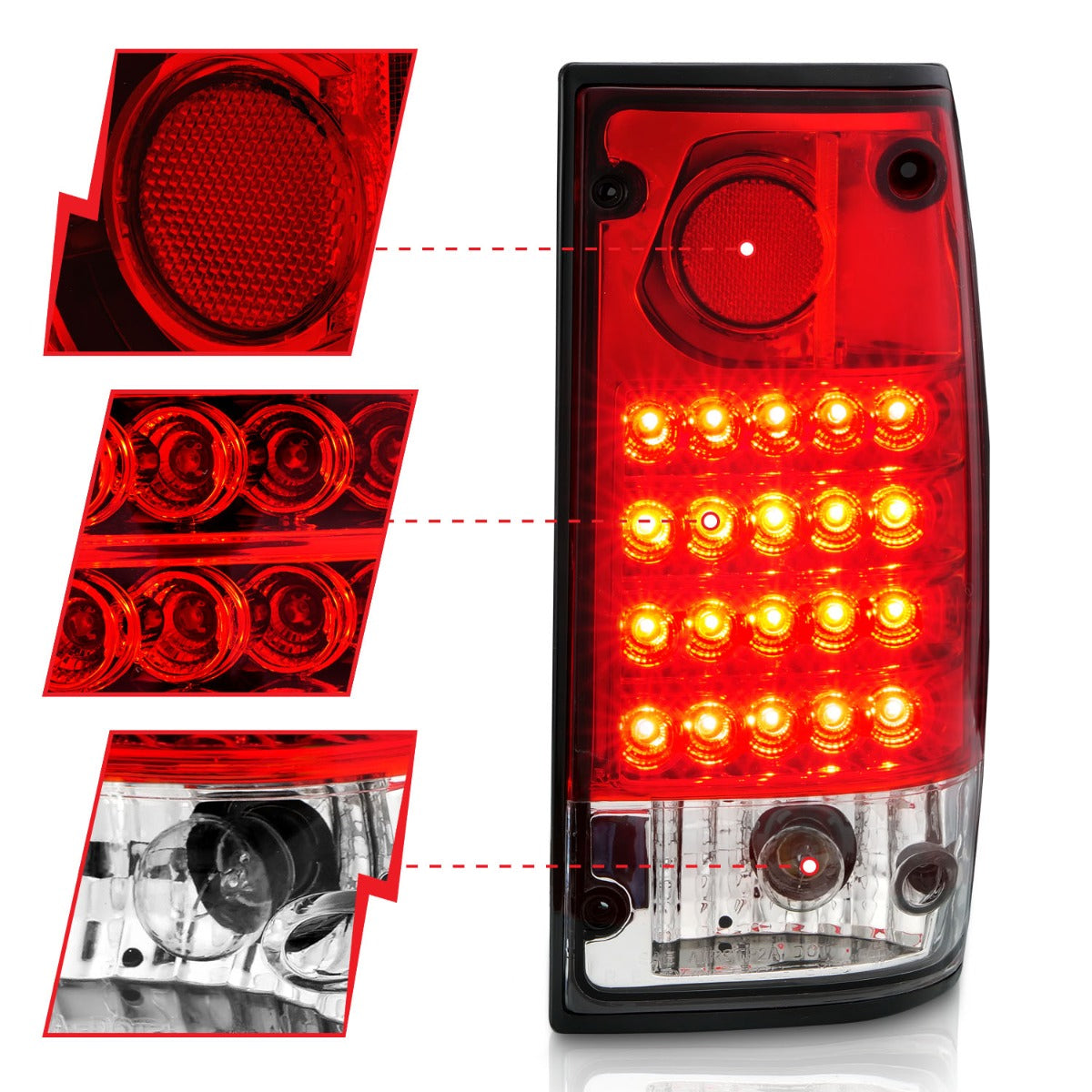 TOYOTA PICKUP 89-95 LED TAIL LIGHTS CHROME RED/CLEAR LENS
