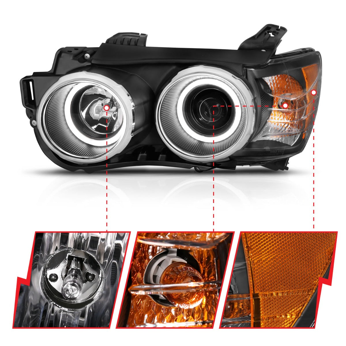 CHEVY SONIC 12-15 4DR/HATCHBACK PROJECTOR HALO HEADLIGHTS BLACK W/ RX HALO