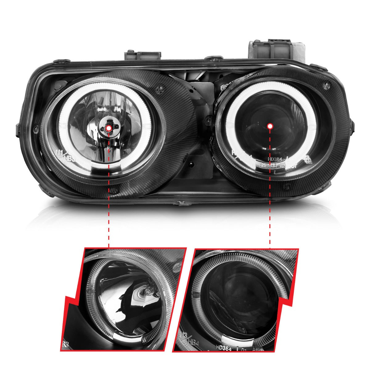 ACURA INTEGRA 94-97 PROJECTOR HALO HEADLIGHTS BLACK