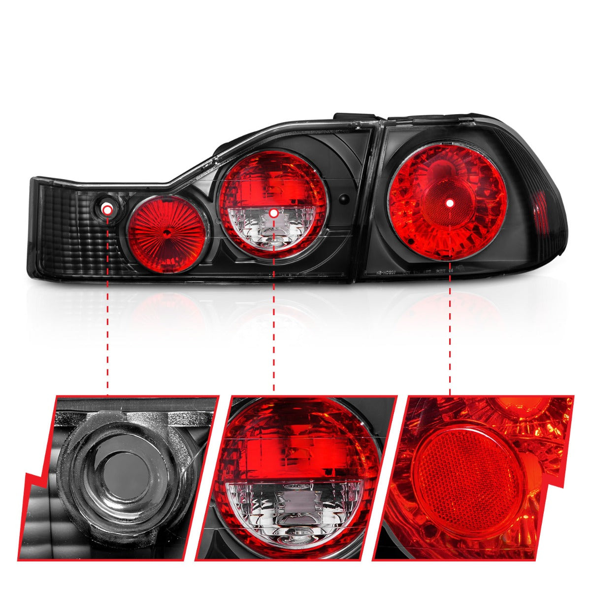 HONDA ACCORD 98-00 4DR TAIL LIGHTS G2 BLACK