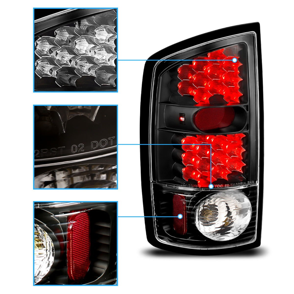 DODGE RAM 1500 02-06 / 2500/3500 03-06 LED TAIL LIGHTS BLACK