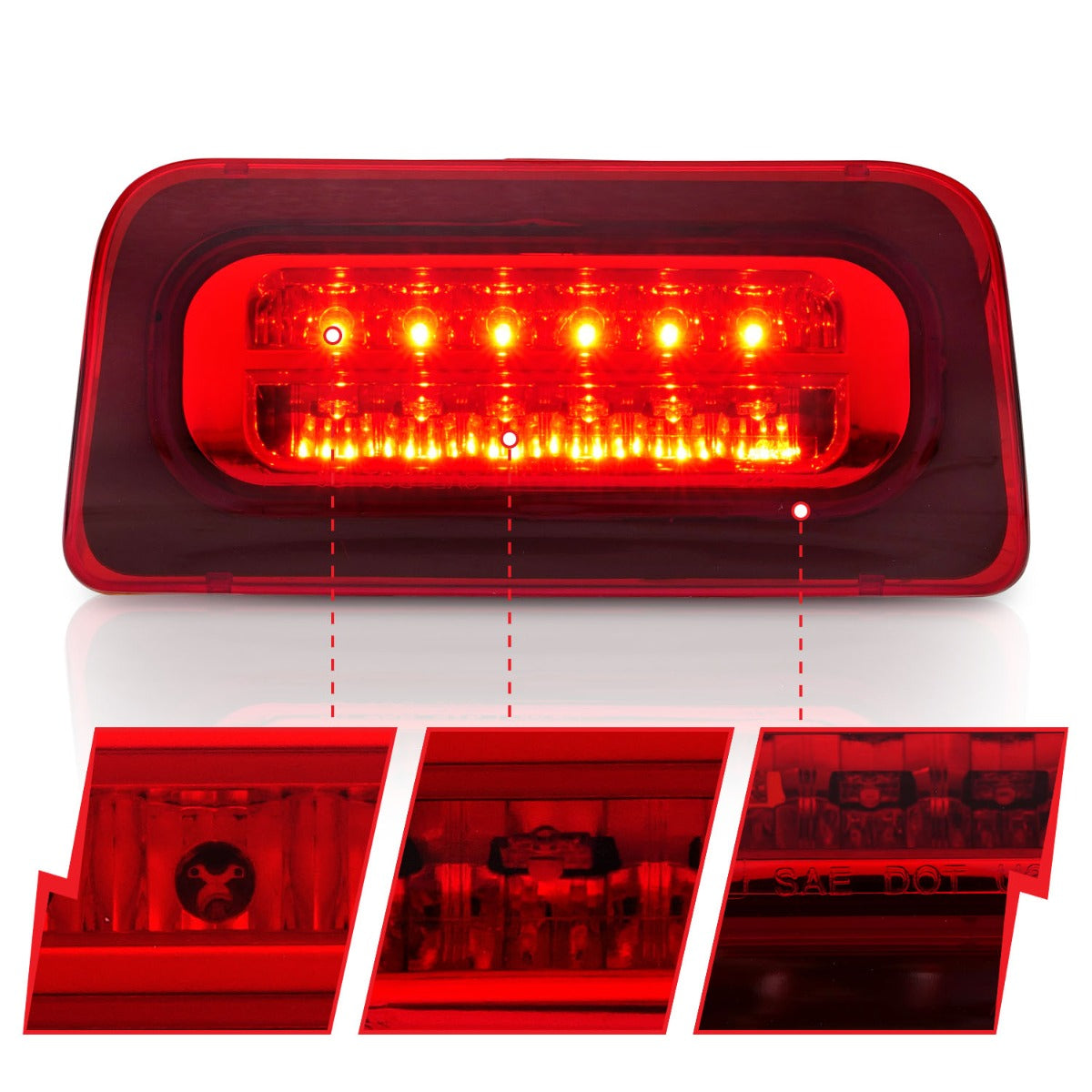 CHEVY S-10 / GMC SONOMA 94-04 LED 3RD BRAKE LIGHT CHROME RED LENS