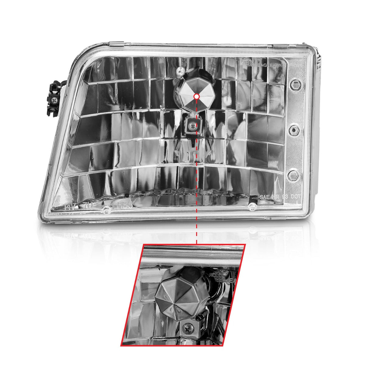 FORD RANGER 93-97 CRYSTAL HEADLIGHTS CHROME
