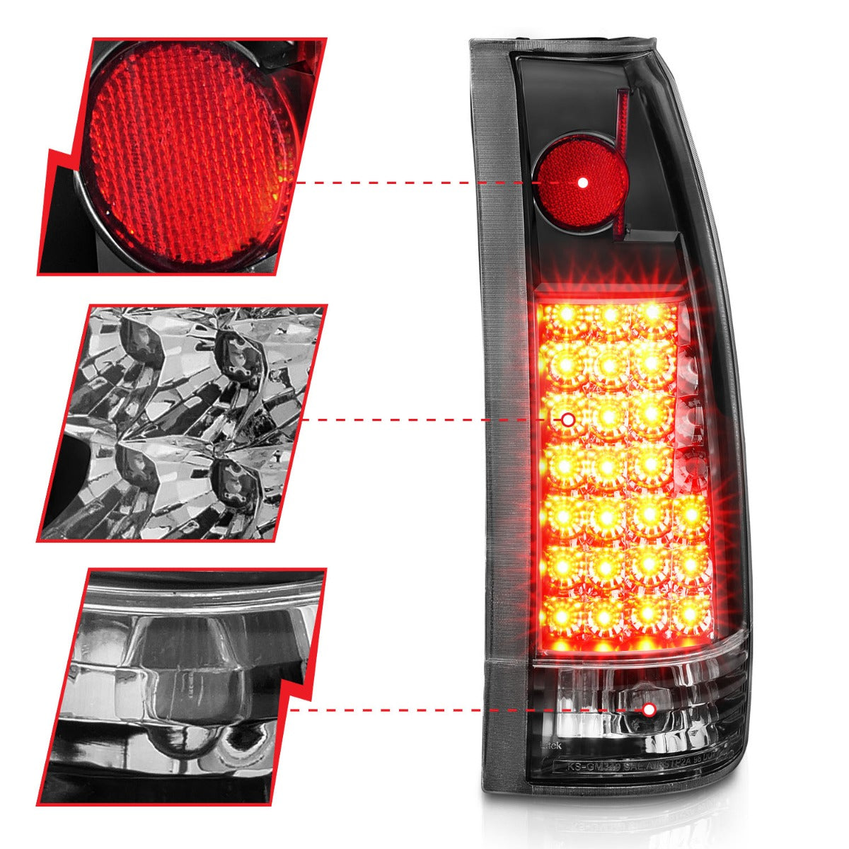 CHEVY/GMC C/K1500/2500 88-98 / C/K3500 88-00 / SUBURBAN 92-99 / BLAZER (FULL-SIZE) 92-94 / TAHOE 95-99 / YUKON 92-99 LED TAIL LIGHTS BLACK G2