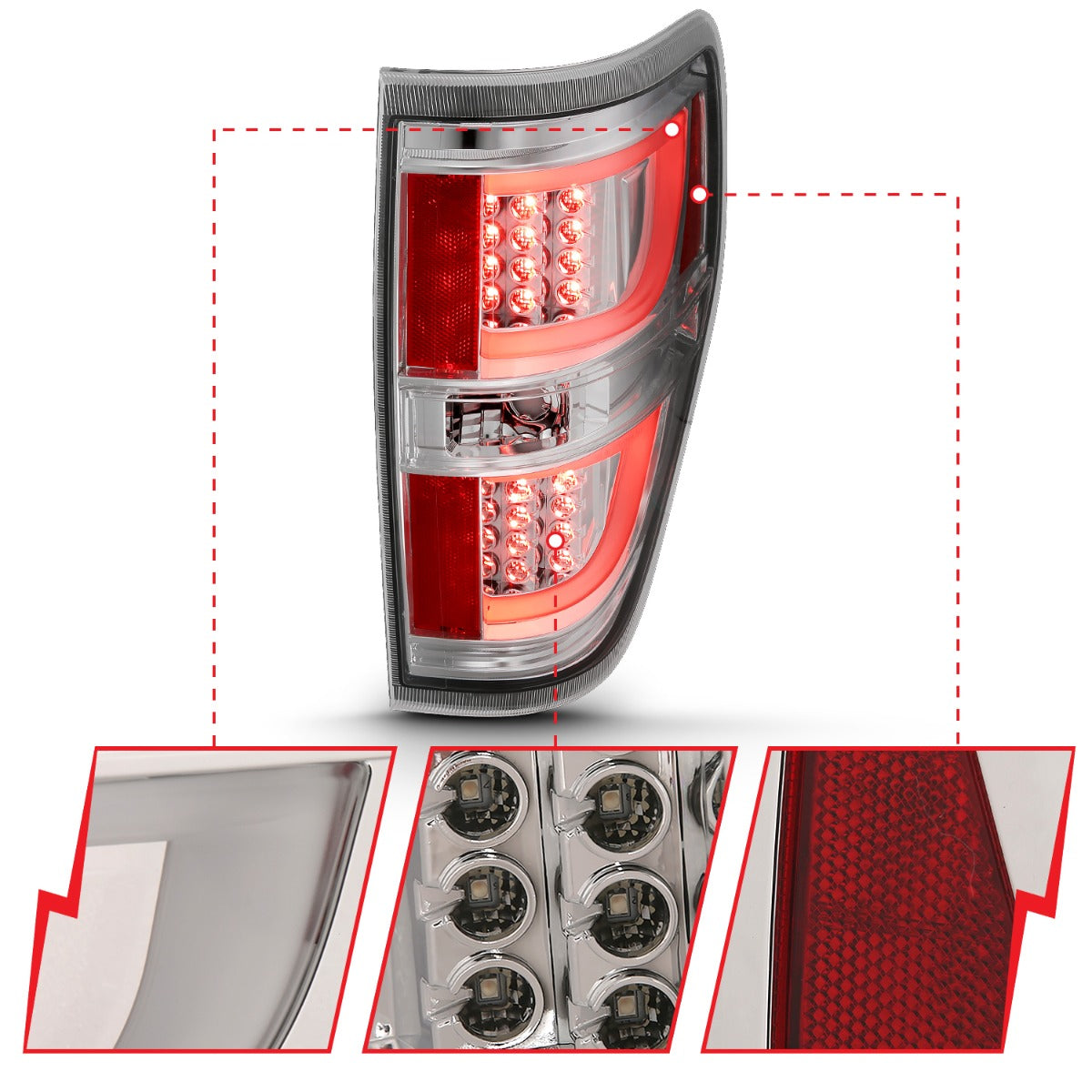 FORD F-150 09-14 LED TAIL LIGHTS G2 CHROME CLEAR LENS