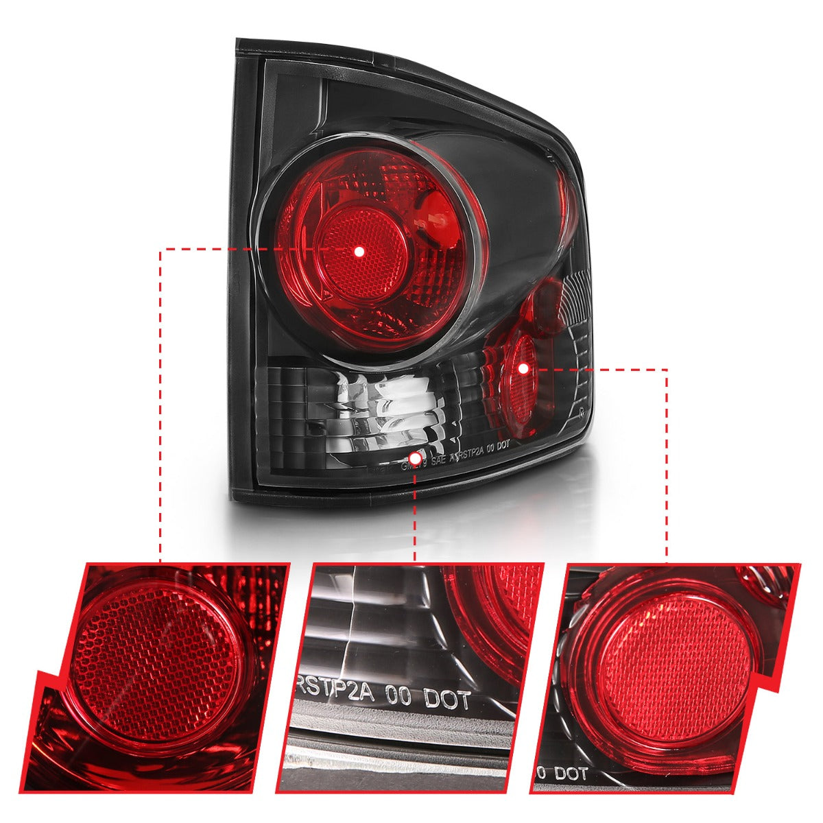 CHEVY S-10 / GMC SONOMA 94-04 TAIL LIGHTS 3D STYLE BLACK