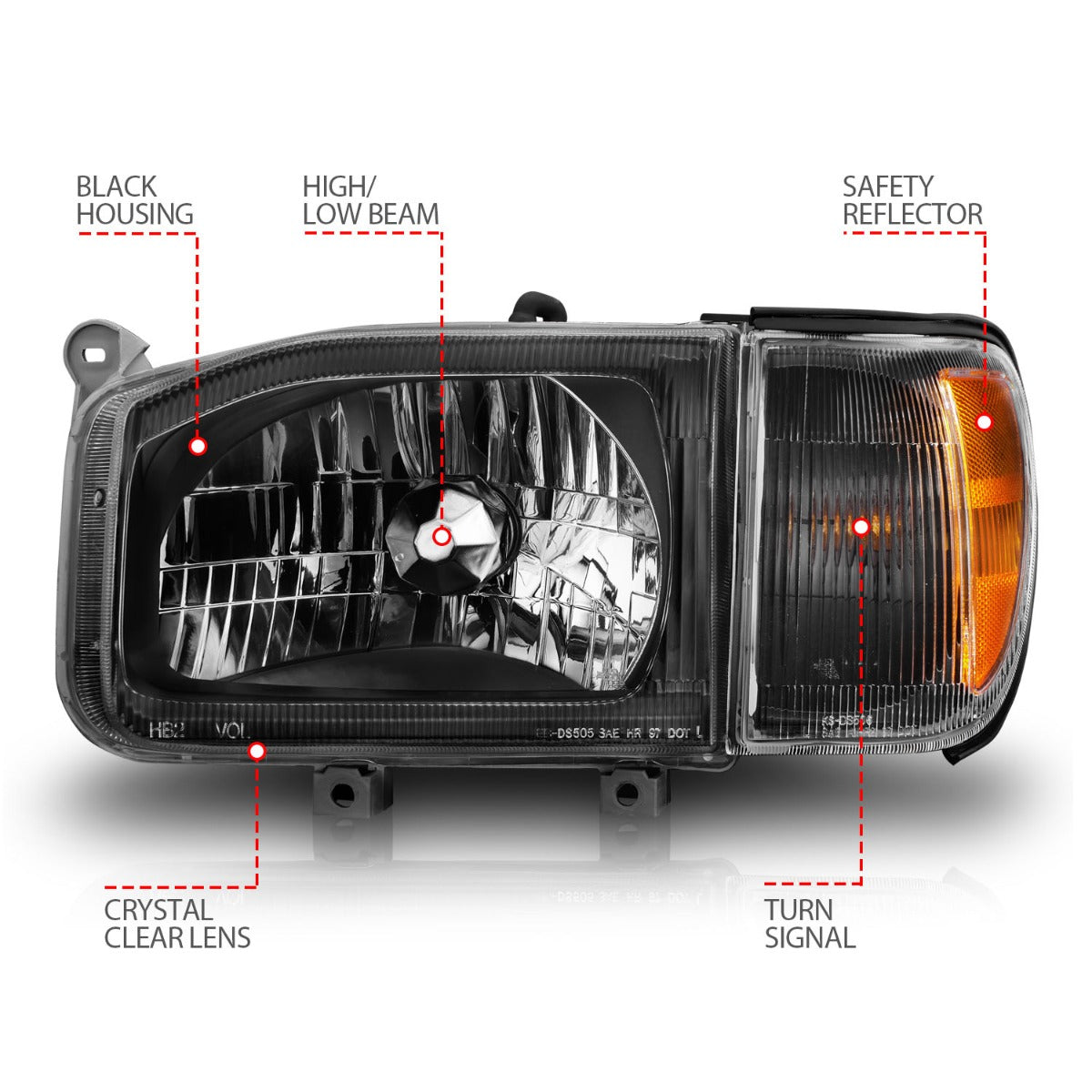 NISSAN PATHFINDER 99-04 CRYSTAL HEADLIGHTS BLACK W/ CORNER LIGHT 2PC