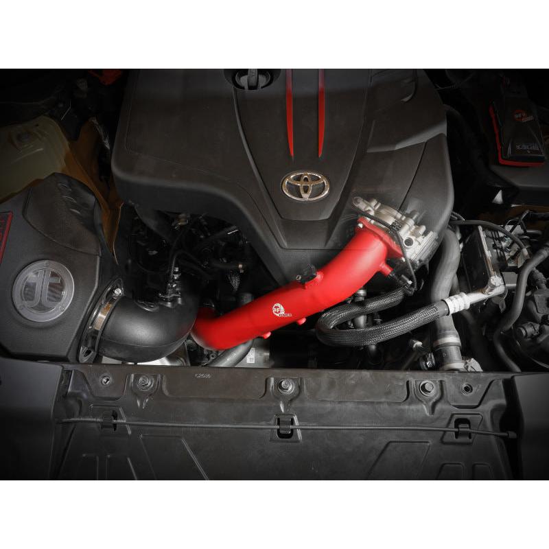 aFe BladeRunner Red 2-3/4in Aluminum Charge Pipe 2021 Toyota Supra GR (A90) I4-2.0L (t) B48-SR1 Performance