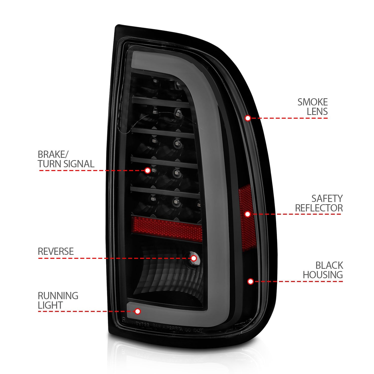TOYOTA TUNDRA 00-06 LED LIGHT BAR TAIL LIGHTS BLACK SMOKE LENS(STD BED REGULAR CAB, ACCESS CAB)