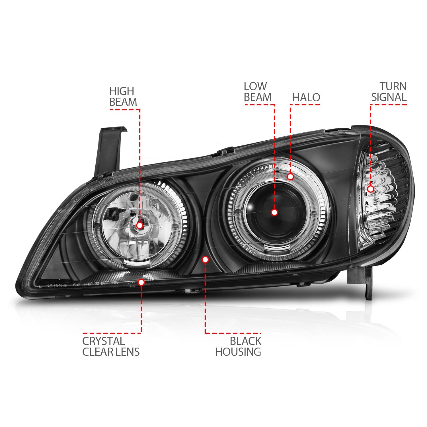 INFINITI I-30 00-01 / I-35 02-04 PROJECTOR HALO HEADLIGHTS BLACK