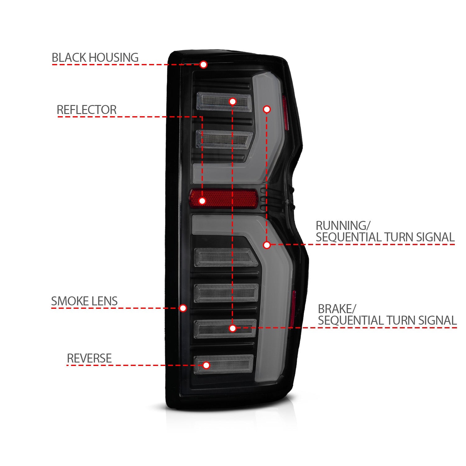 CHEVY COLORADO 23-26 FULL LED TAIL LIGHTS BLACK HOUSING SMOKE LENS W/ SEQUENTIAL SIGNAL (FITS ALL MODELS)