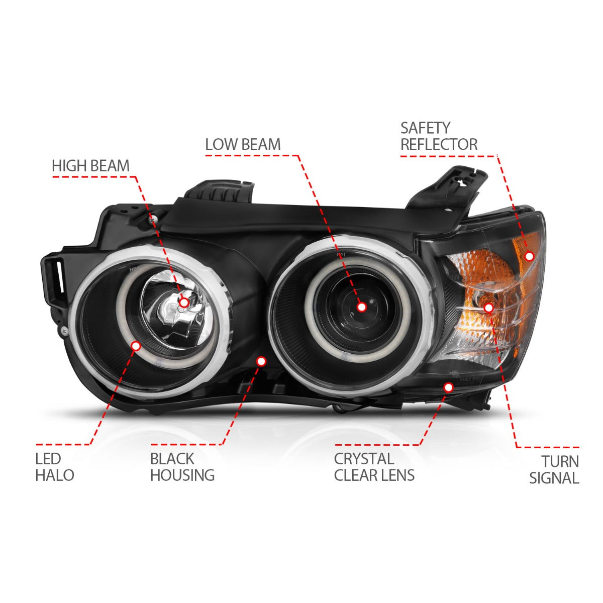 CHEVY SONIC 12-15 4DR/HATCHBACK PROJECTOR HALO HEADLIGHTS BLACK W/ RX HALO