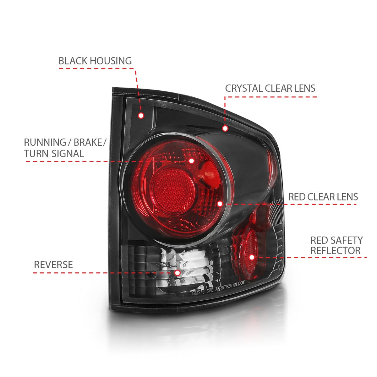 CHEVY S-10 / GMC SONOMA 94-04 TAIL LIGHTS 3D STYLE BLACK