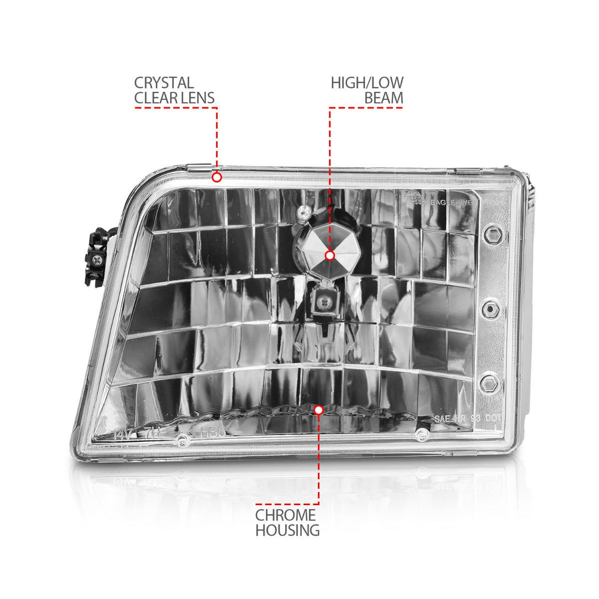 FORD RANGER 93-97 CRYSTAL HEADLIGHTS CHROME