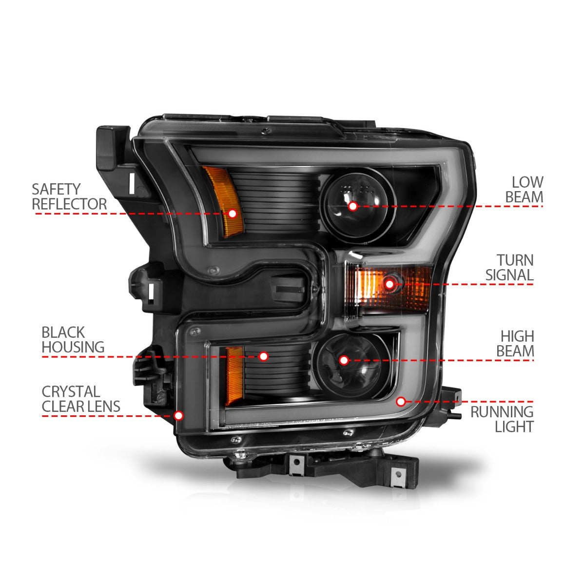 FORD F-150 15-17 PROJECTOR PLANK STYLE HEADLIGHTS BLACK (FOR HALOGEN MODELS ONLY)