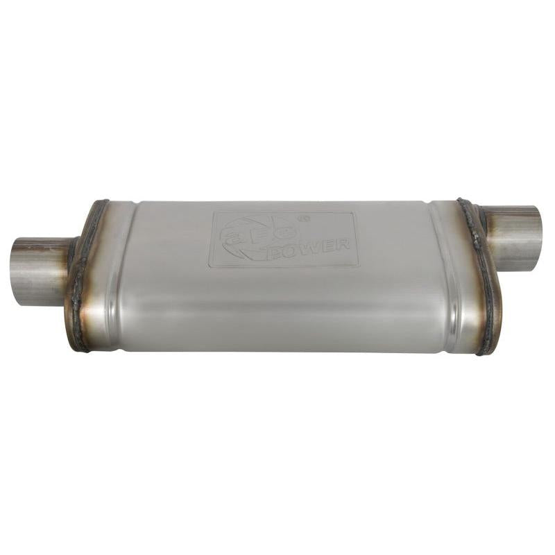 aFe MACHForce XP SS Muffler 3in Center Inlet / 3in Offset Outlet 18in L x 9in W x4in H Body-SR1 Performance