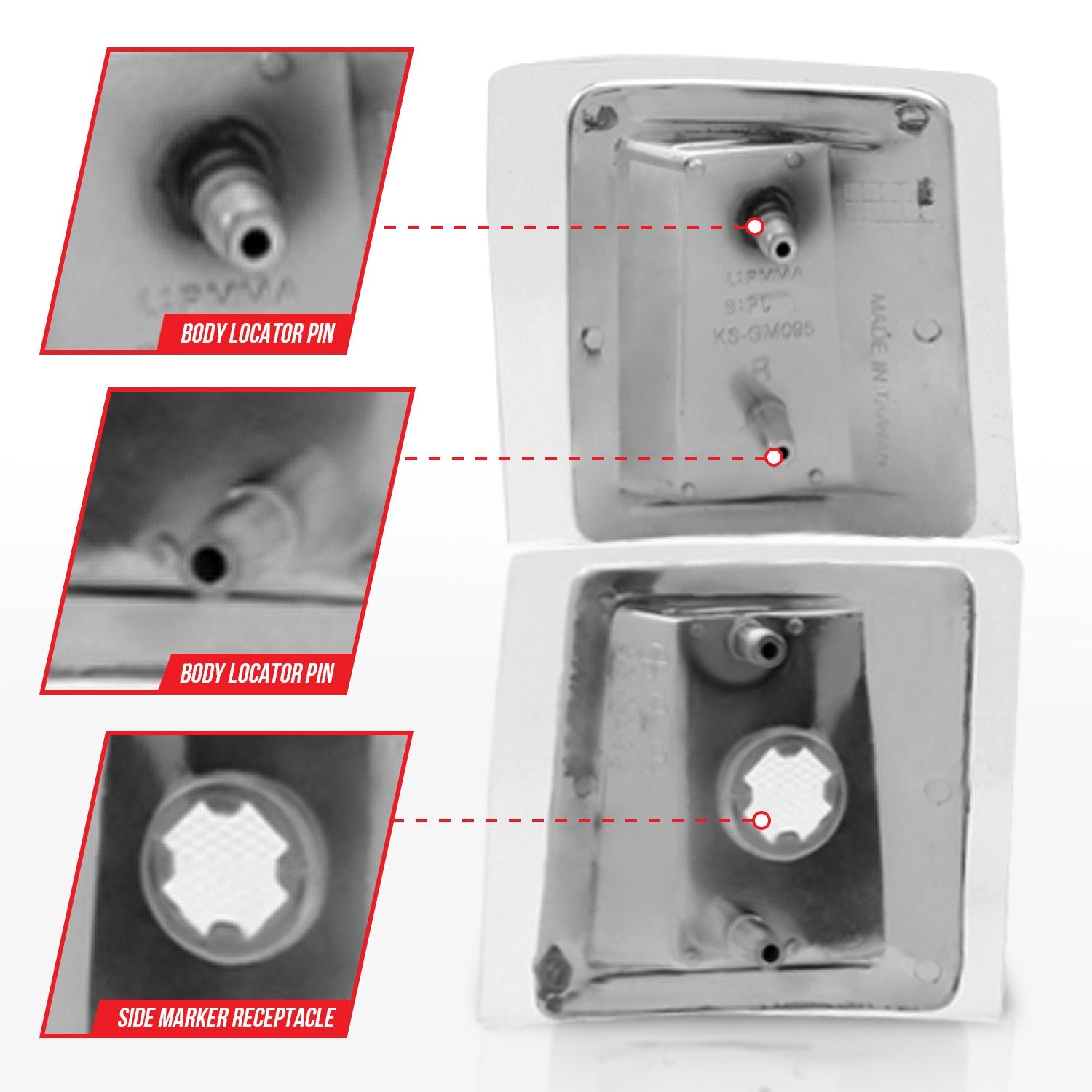 CHEVY BLAZER (FULL SIZE) 94 / CHEVY C/K1500 94-99 / 2500/3500 94-00 / SUBURBAN 94-99 / TAHOE 95-99 CORNER LIGHTS CLEAR LENS W/ AMBER REFLECTOR