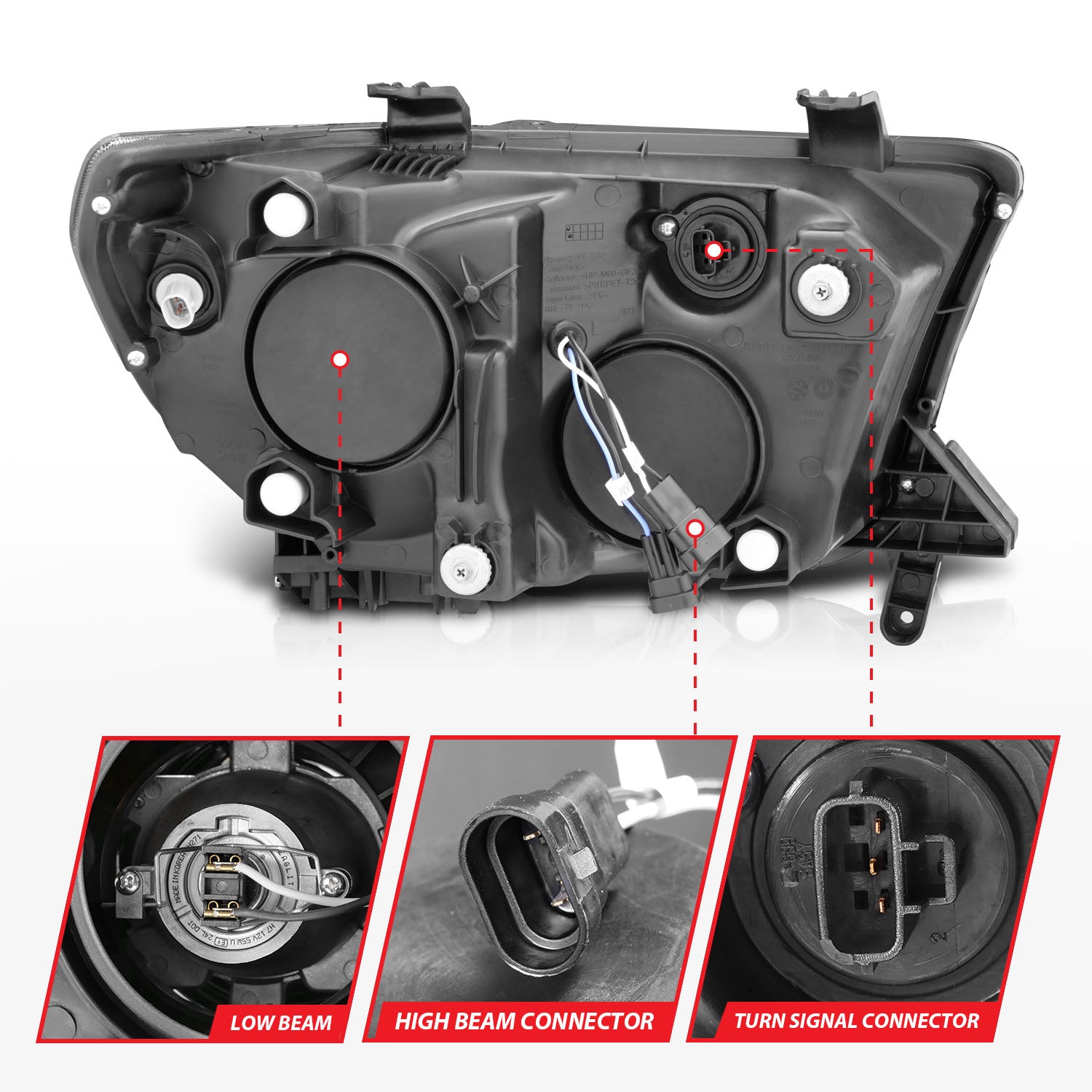 TOYOTA TUNDRA 07-13 / SEQUOIA 08-17 PROJECTOR HEADLIGHTS BLACK W/ RX HALO & LED BAR