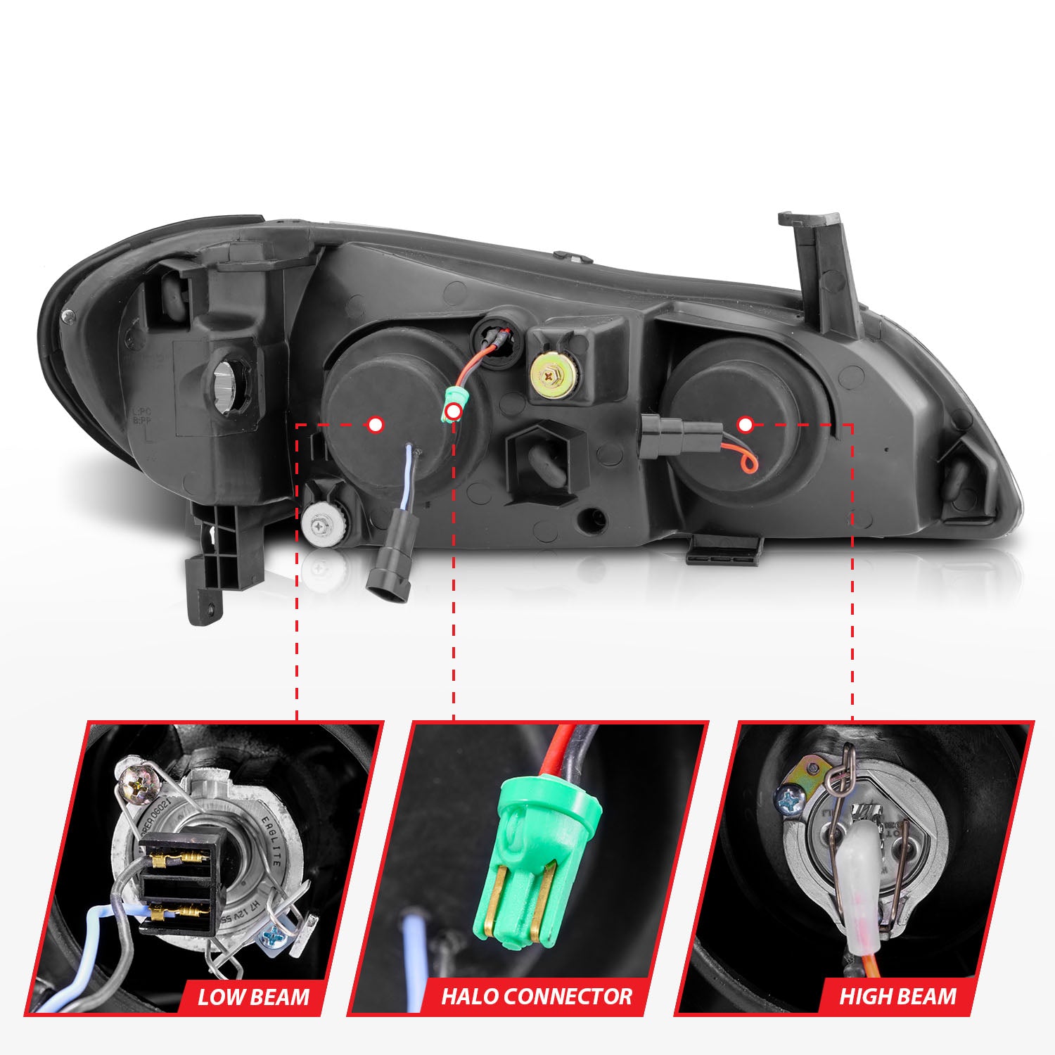 INFINITI I-30 00-01 / I-35 02-04 PROJECTOR HALO HEADLIGHTS BLACK