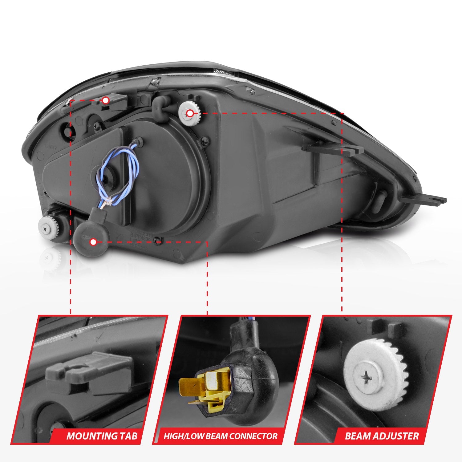 MITSUBISHI ECLIPSE 00-05 PROJECTOR HEADLIGHTS 2 HALOS BLACK