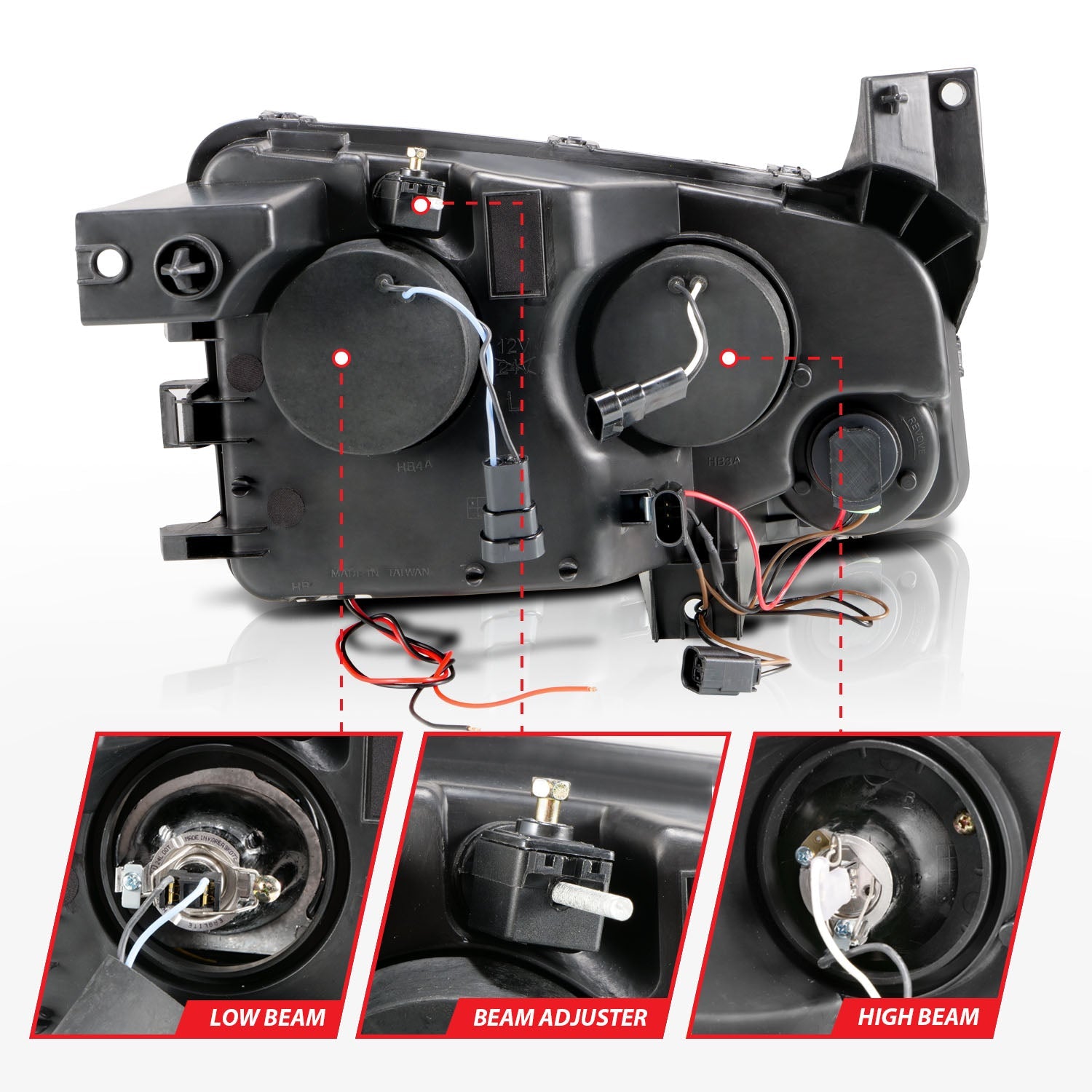 DODGE CHARGER 06-10 PROJECTOR HALO HEADLIGHTS BLACK W/ RX HALO (FOR HALOGEN MODELS ONLY)