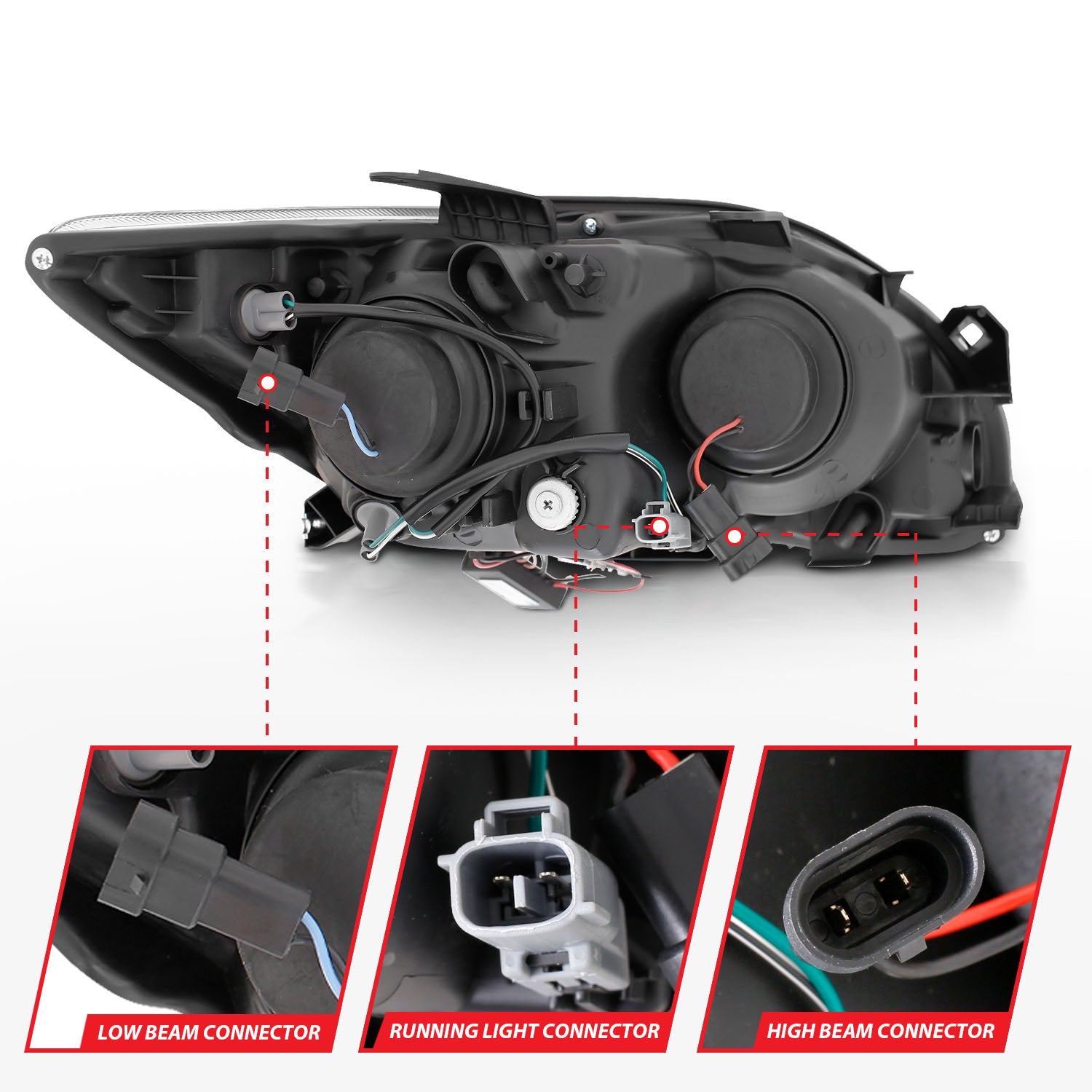 SCION TC 05-10 PROJECTOR HEADLIGHTS BLACK W/ RX HALO
