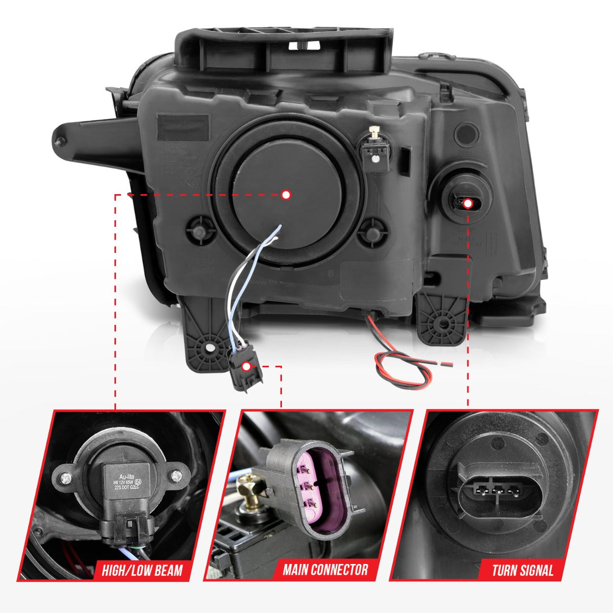 CHEVY CAMARO 10-13 PROJECTOR HALO HEADLIGHTS BLACK W/ RX HALO